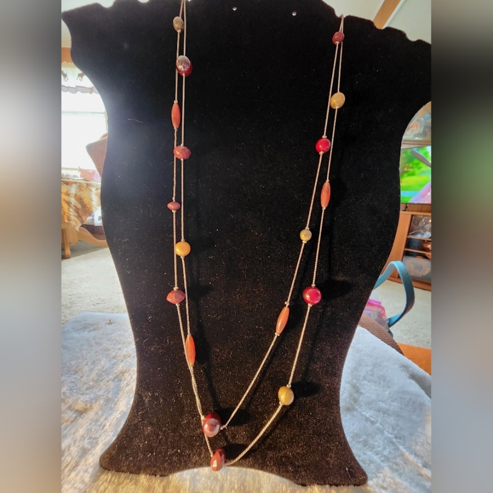 STUNNING Charming Charlie Multi-Color Beaded Long Necklace Set with Matching Ear